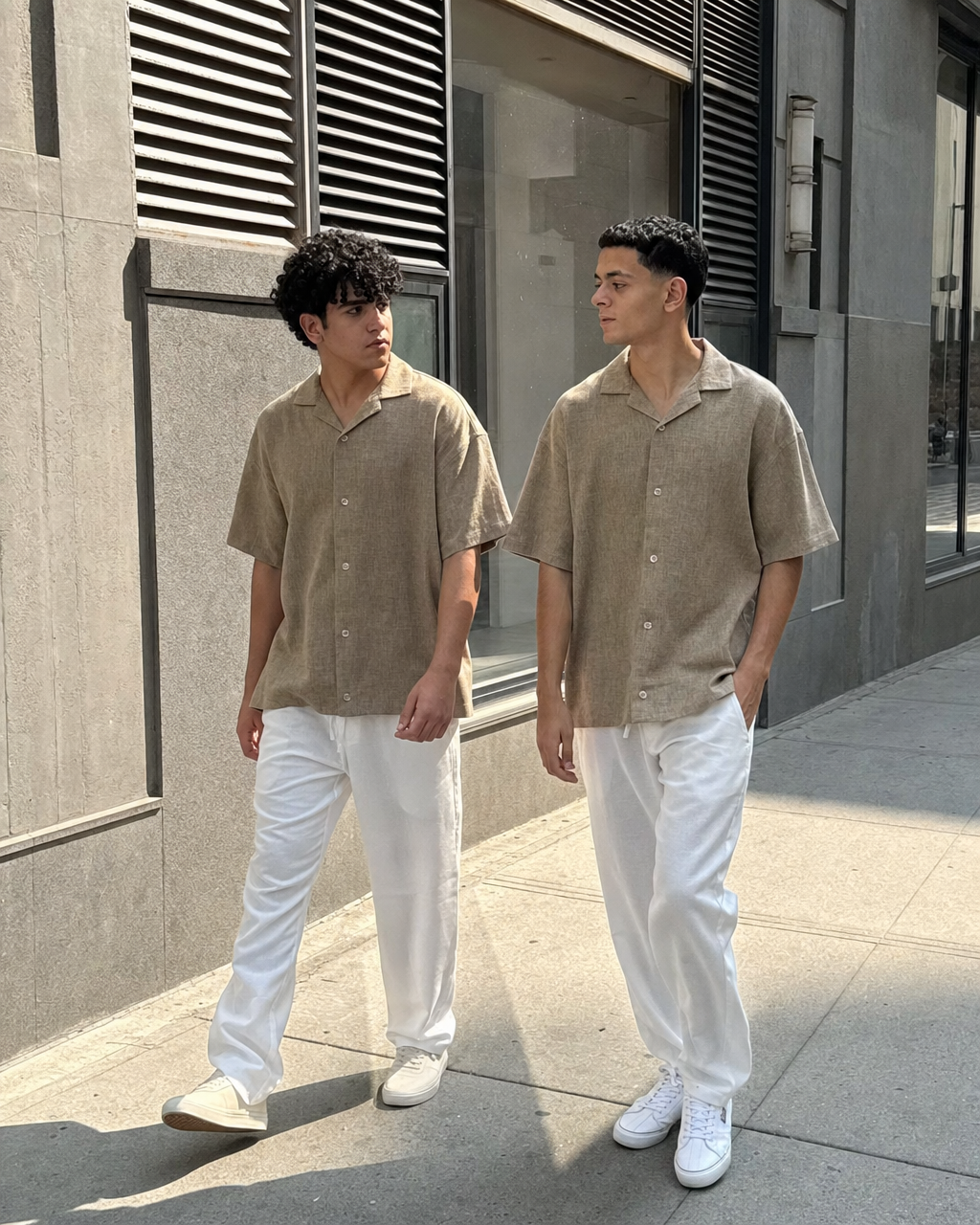 Linen Set ( White & Brown )