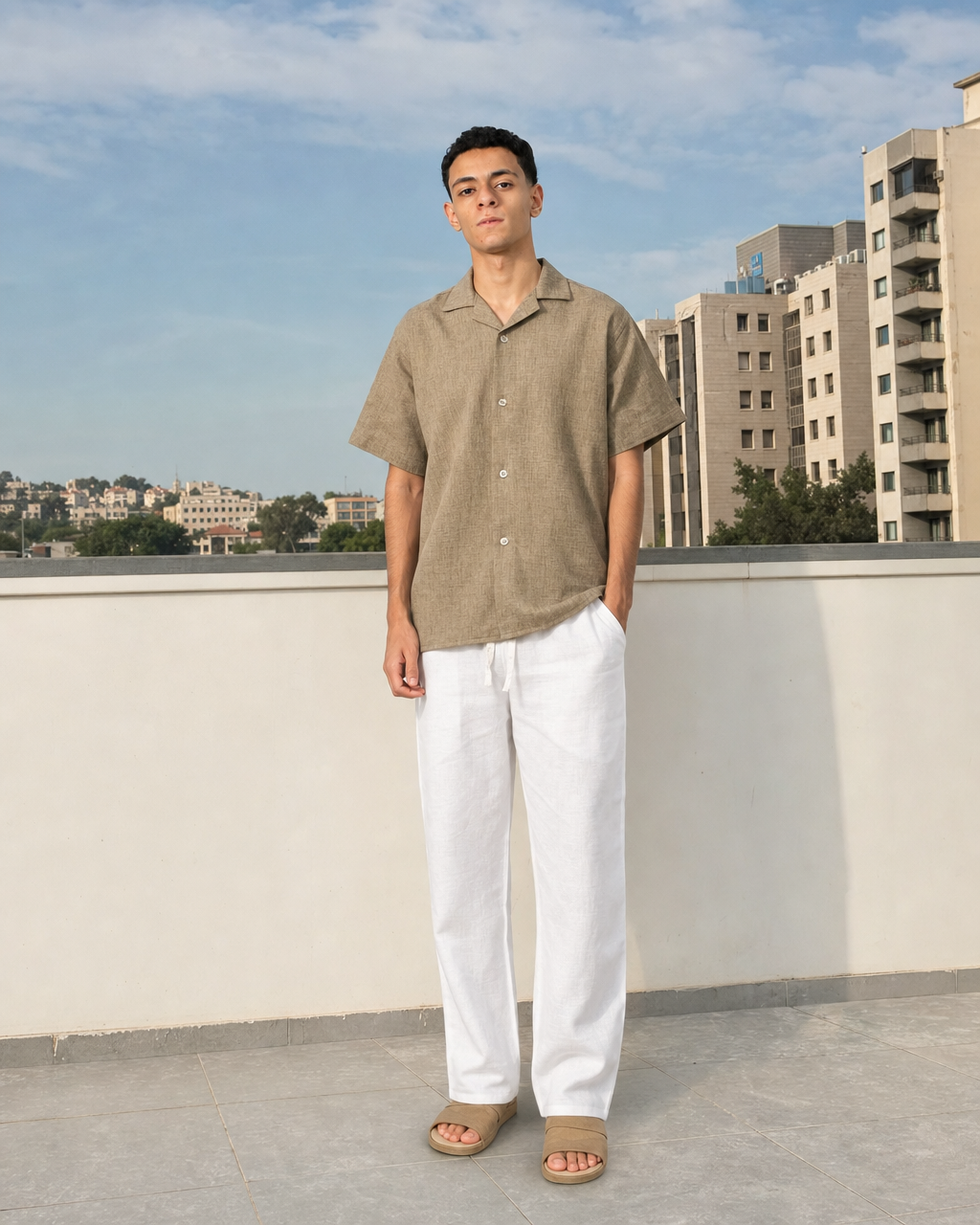 Linen Set ( White & Brown )
